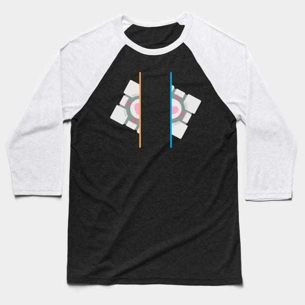 Portal Companion Cube Baseball T-Shirt by omigrace